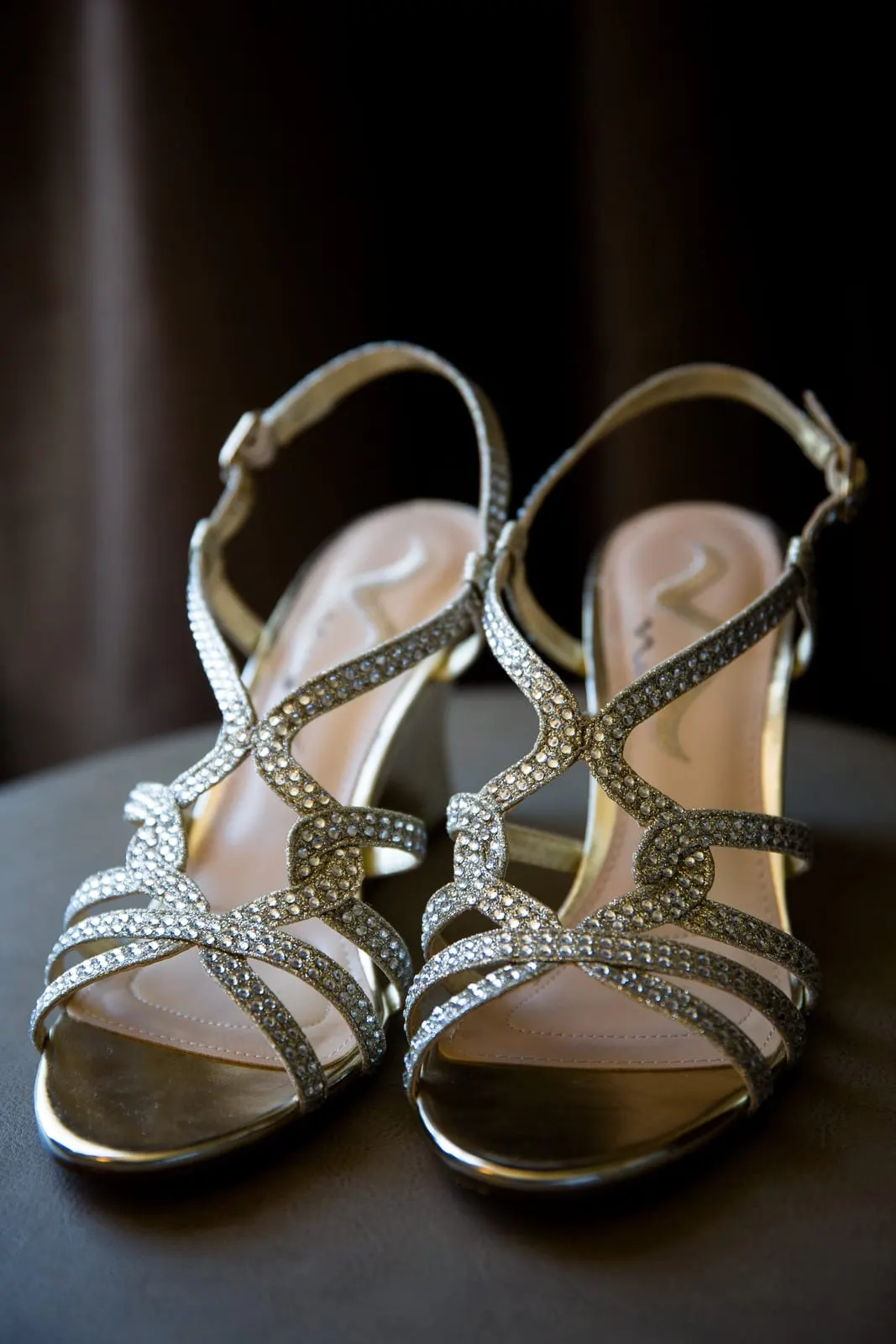 Sparkling silver wedding sandals