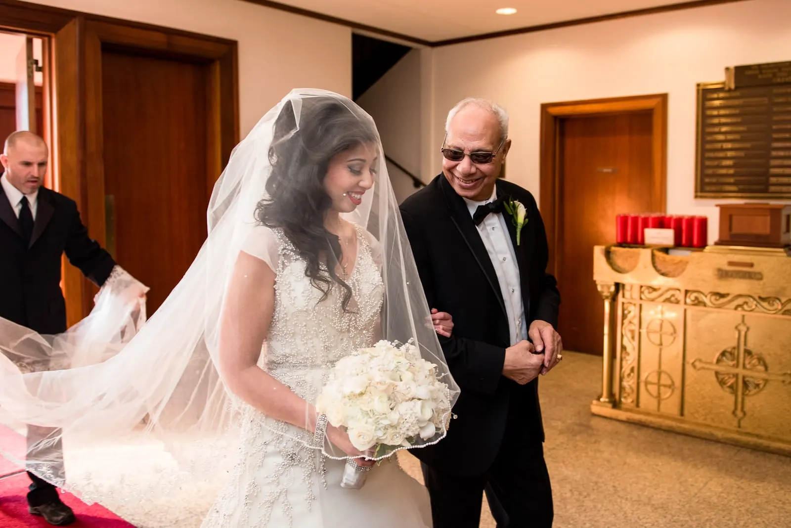 Bride walking down the aisle with her father